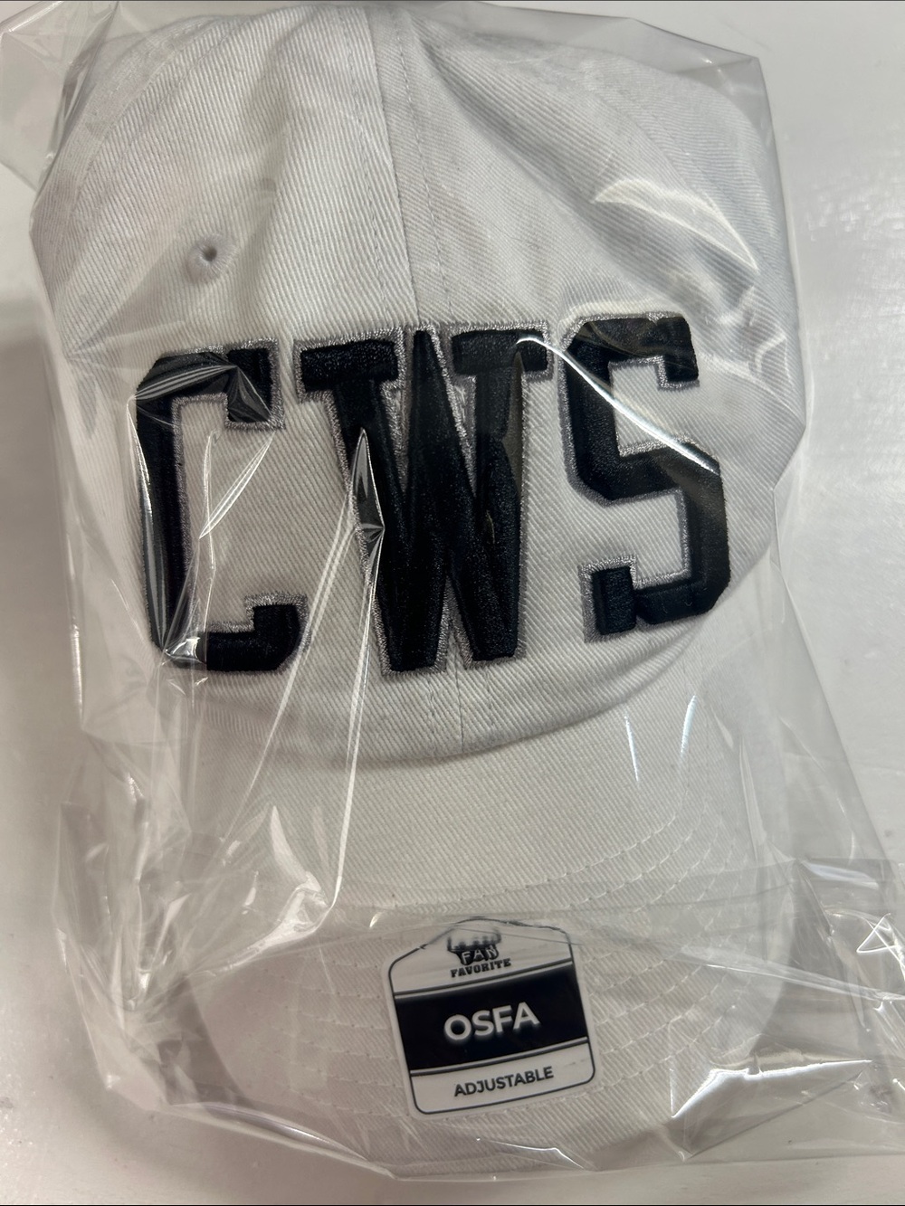 White CWS Embroidered Adjustable Baseball Cap